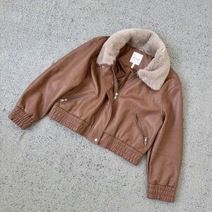 Avec Les Filles Faux Leather Aviator Jacket XL